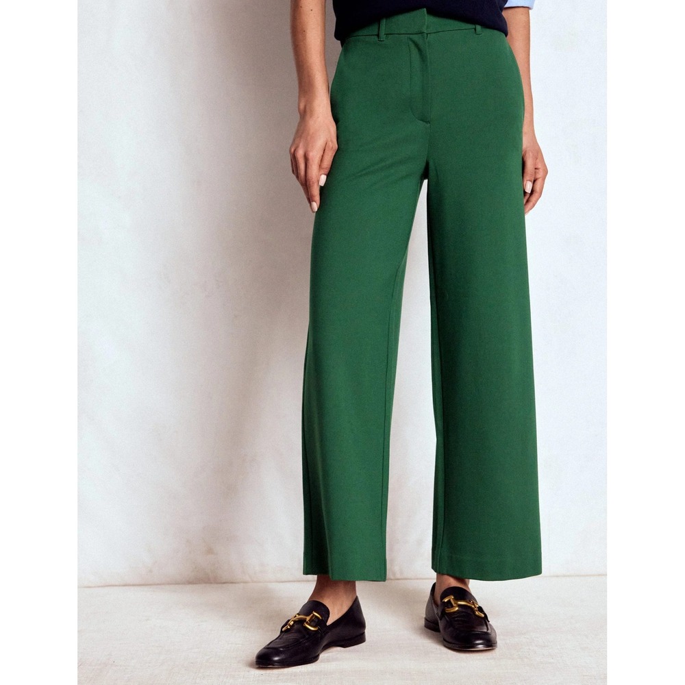 NWOT Boden Belgravia Ponte Crop Trousers 6P Hunter Green Preppy Office Travel
